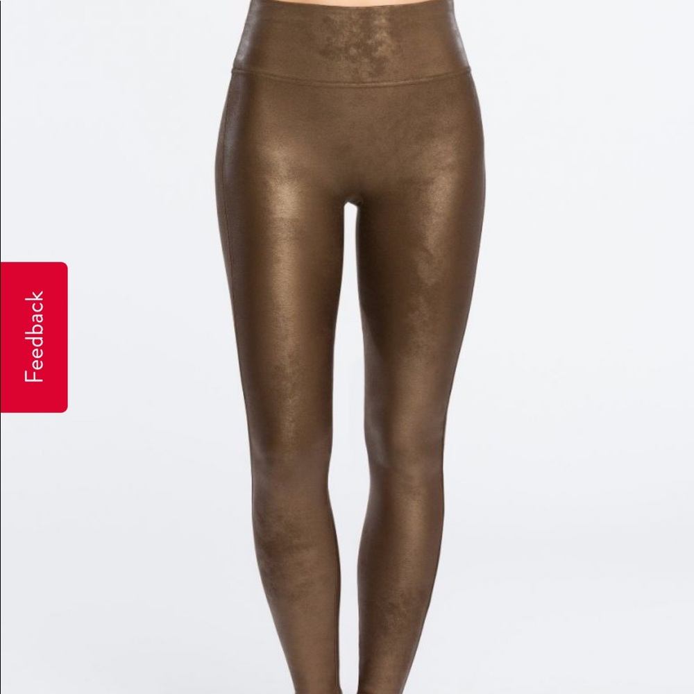Bronze metal Spanx faux leather leggings